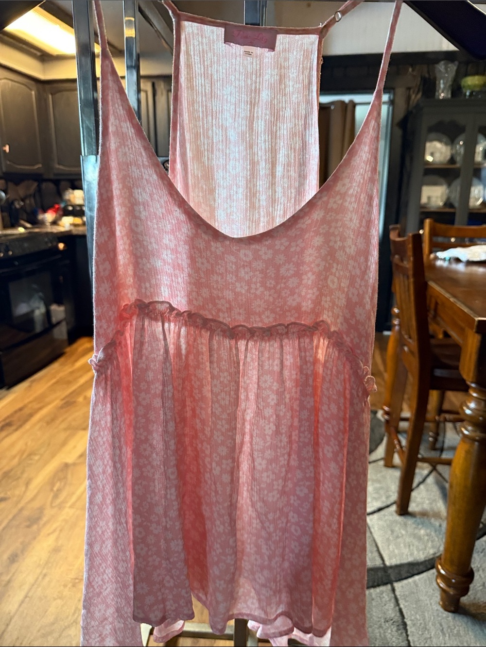 Pink Lily Pink Floral Ruffled Camisole Tank